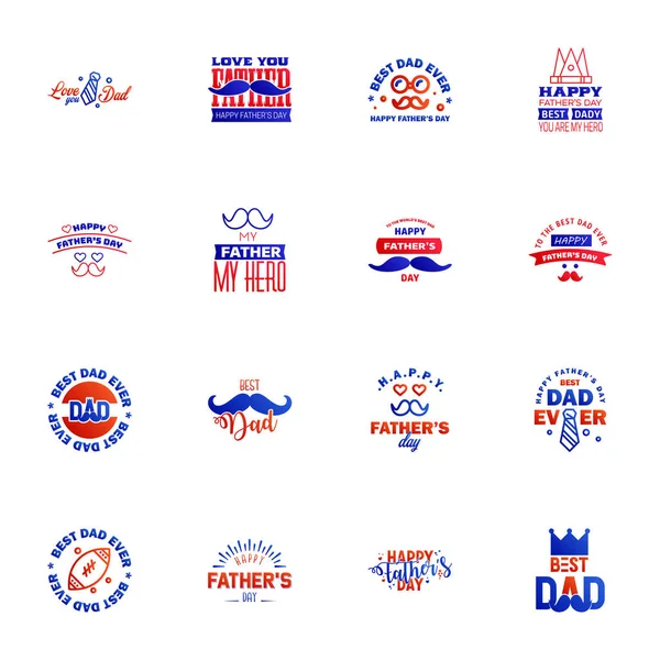 Happy Fathers Day Blue Red Typography Fathers Day Background Design — Stock Vector