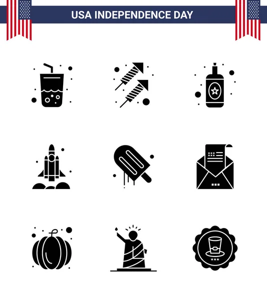 Creative Usa Icons Modern Independence Signs 4Th July Symbols Cream — Stock Vector