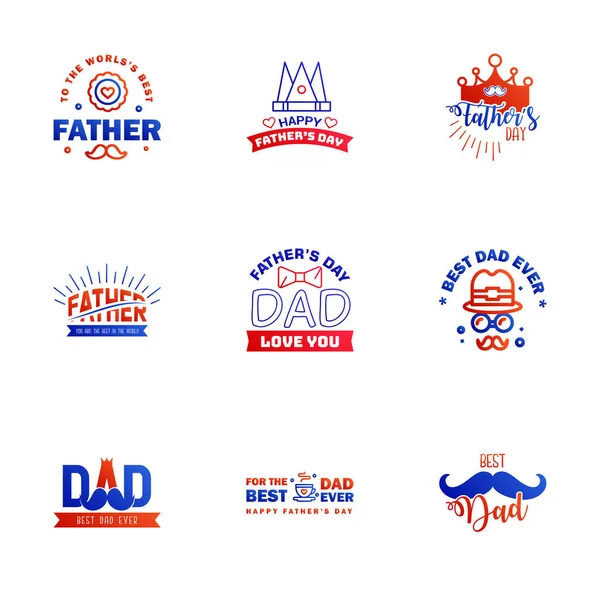 Love You Card Design Happy Fathers Day Типография Сине Красный — стоковый вектор