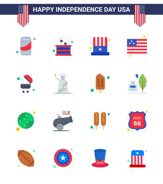 Set Vector Flats 4Th July Usa Independence Day Bbq Usa — Stock Vector