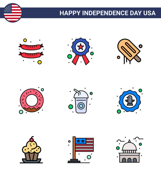 Ιουλίου Ηπα Happy Independence Day Icon Symbols Group Modern Flat — Διανυσματικό Αρχείο