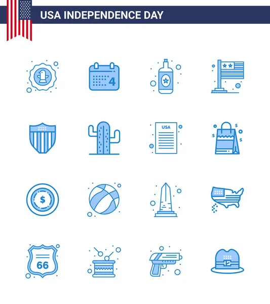 Stock Icône Vectorielle Pack American Day Signes Ligne Symboles Pour — Image vectorielle