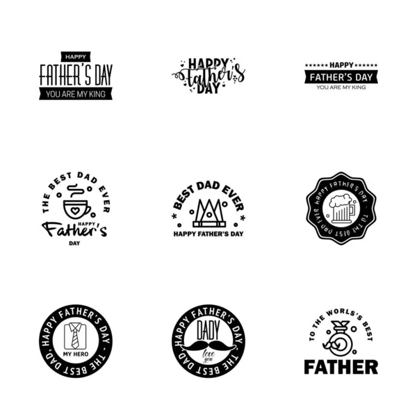 Den Otců Písmeno Black Calligraphic Emblems Odznaky Nastaveny Izolovaný Dark — Stockový vektor