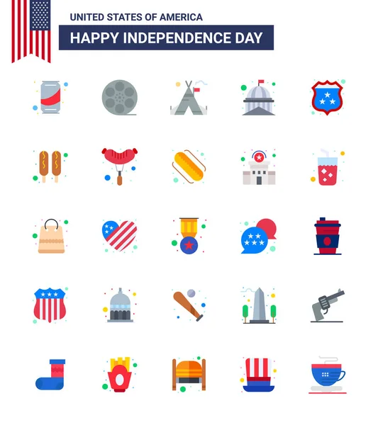 Stock Vector Icon Pack American Day Flat Signs Symbols American — Stock Vector