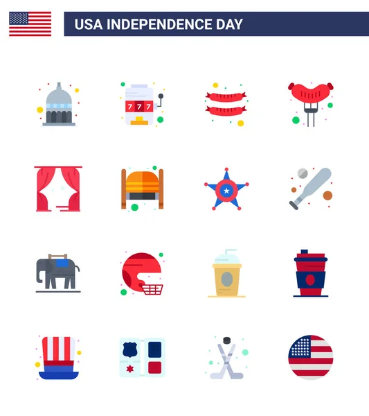 Happy Independence Day Flats Icon Pack Pentru Web Imprimare Salon — Vector de stoc