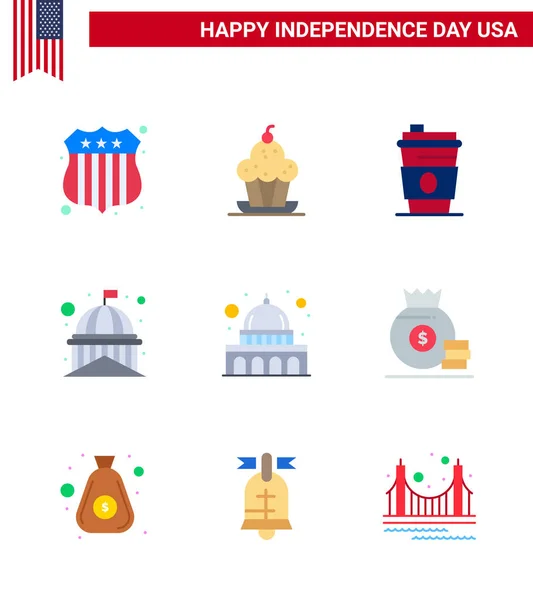 Signes Plats Pour Fête Indépendance Des États Unis Capitole États — Image vectorielle