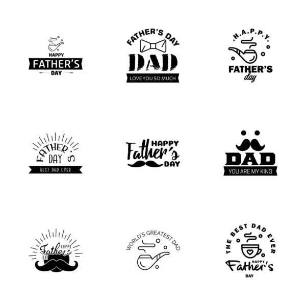 Black Happy Fathers Day Design Collection Ein Set Von Zwölf — Stockvektor