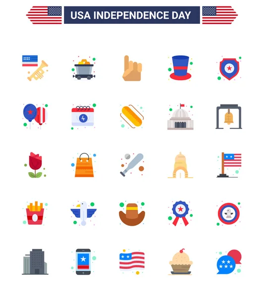 Stock Vector Icon Pack American Day Flat Signs Symbols Star — Stock Vector