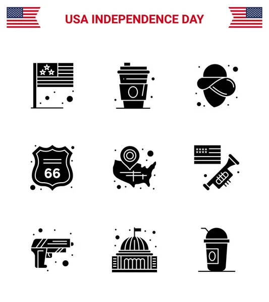 Juli Usa Happy Independence Day Icon Symbols Group Modern Solid — Stockvektor