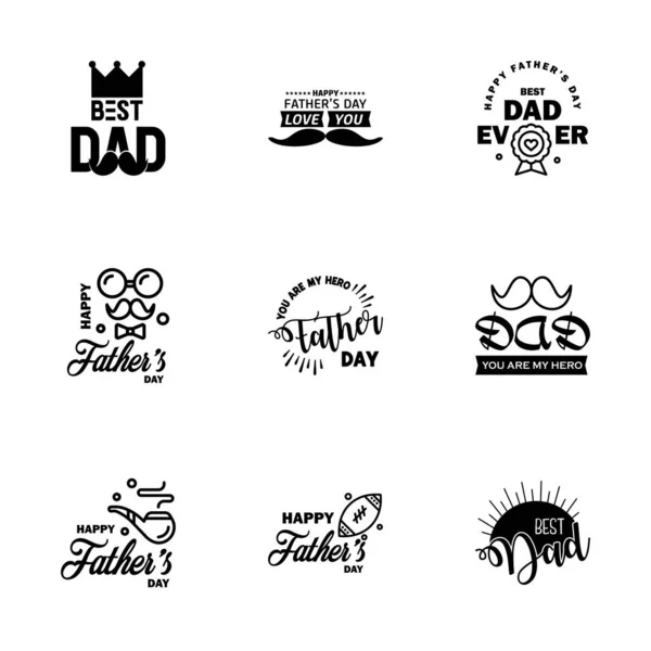 Szczęśliwego Dnia Ojca Czarna Typografia Dzień Ojców Projekt Tła Dzień — Wektor stockowy