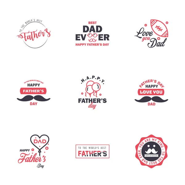 Mutlu Babalar Günü Siyah Pembe Ayarla Vektör Tipografisi Babalar Günü — Stok Vektör