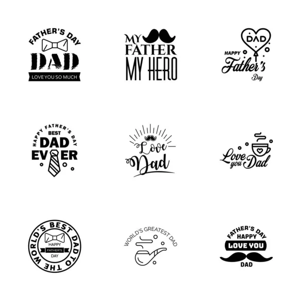 Happy Fathers Day Black Vintage Retro Type Font Ilustrador Eps10 — Vetor de Stock