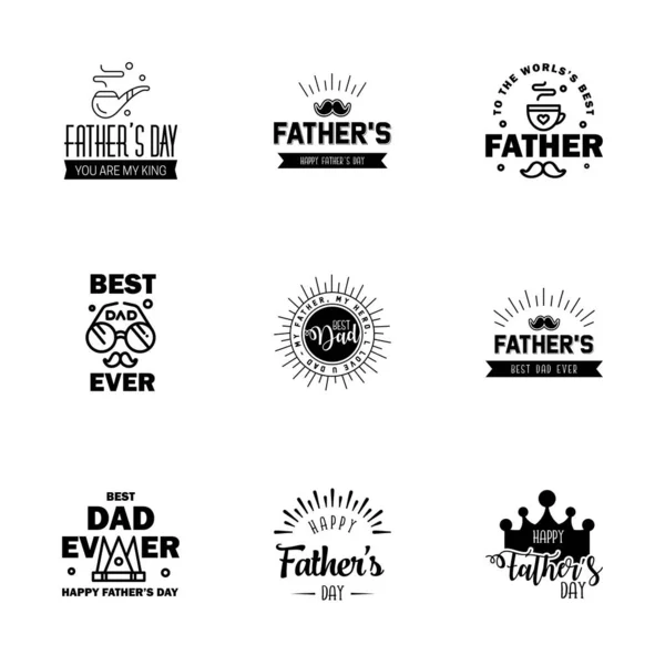 Счастливого Дня Отца Черный Дизайн Текста Векторная Каллиграфия Типографический Плакат — стоковый вектор