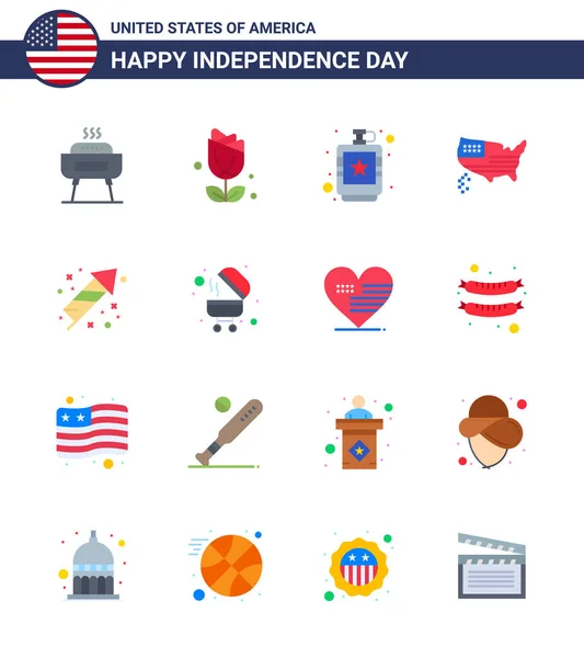 Creative Usa Iconos Signos Modernos Independencia Julio Símbolos Celebración Acción — Archivo Imágenes Vectoriales