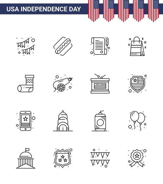Creative Usa Icons Modern Independence Signs 4Th July Symbols Christmas — Stock Vector