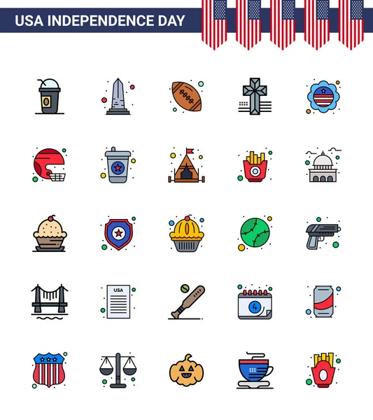 Iconos Creativos Los Signos Modernos Independencia Julio Símbolos Bandera Iglesia — Vector de stock