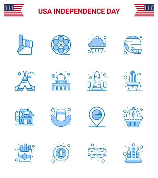 Group Blues Set Independence Day United States America Tent Free — Stock Vector