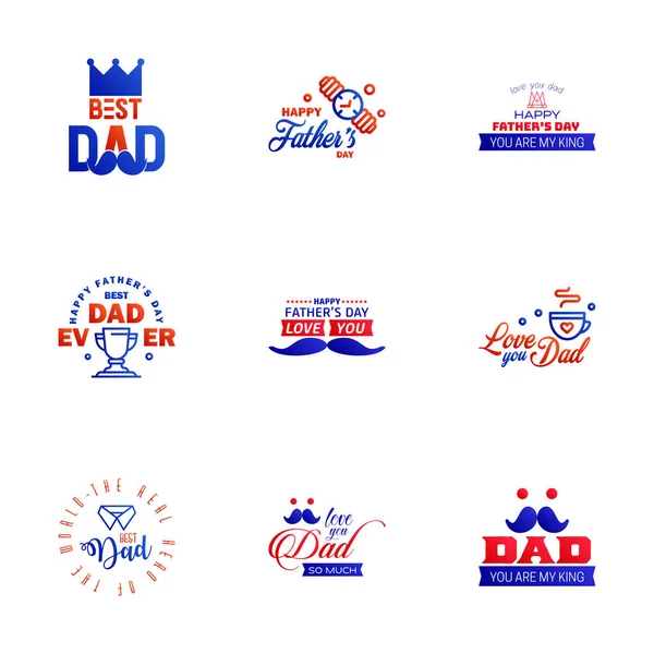 Happy Fathers Day Blue Red Typography Fathers Day Background Design — Stock Vector