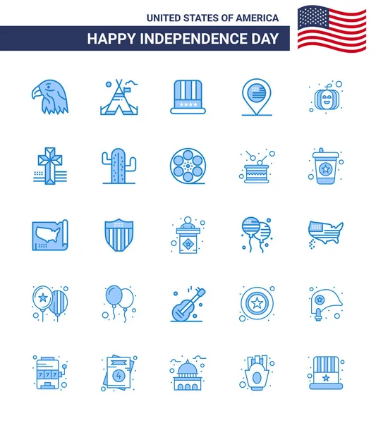 Signes Bleus Pour Fête Indépendance Des États Unis Citrouille Signe — Image vectorielle