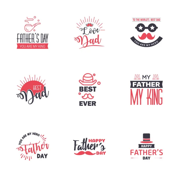 Happy Fathers Day Kartka Okolicznościowa Black Pink Typography Collection Ilustracja — Wektor stockowy