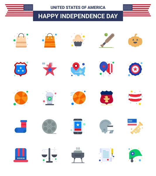 Usa Flat Signs Independence Day Celebration Symbols Security Usa Ball — 스톡 벡터