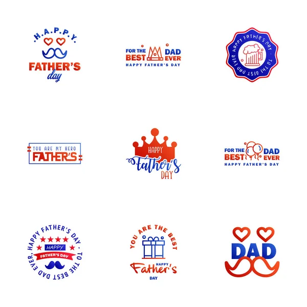 Felice Giorno Dei Padri Blu Rosso Tipografia Fathers Day Background — Vettoriale Stock