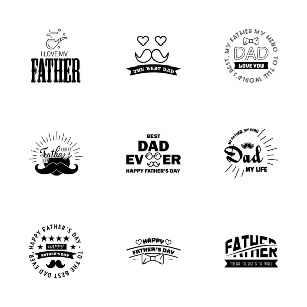 Black Happy Fathers Day Design Collection 배경에 스타일의 아버지의 디자인 — 스톡 벡터