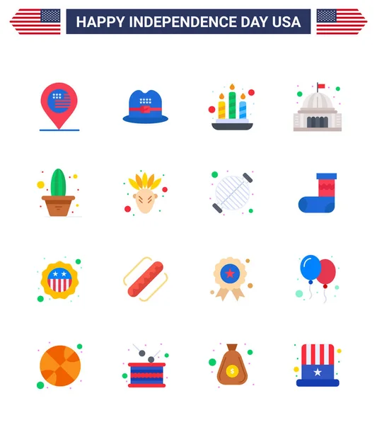 Pack Usa Independence Day Celebration Flats Signes Symboles Juillet Tels — Image vectorielle