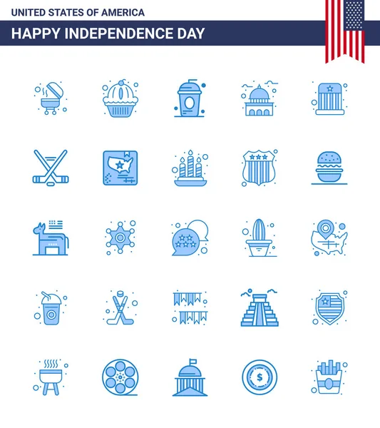 Set Modern Blues Pack Usa Independence Day Circus Usa Cole — Stock Vector