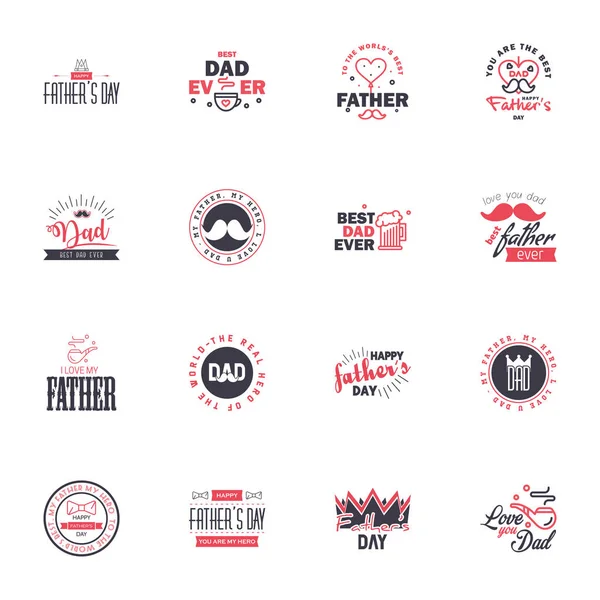Happy Fathers Day Black Pink Lettering Happy Fathers Day Editable — Stock Vector