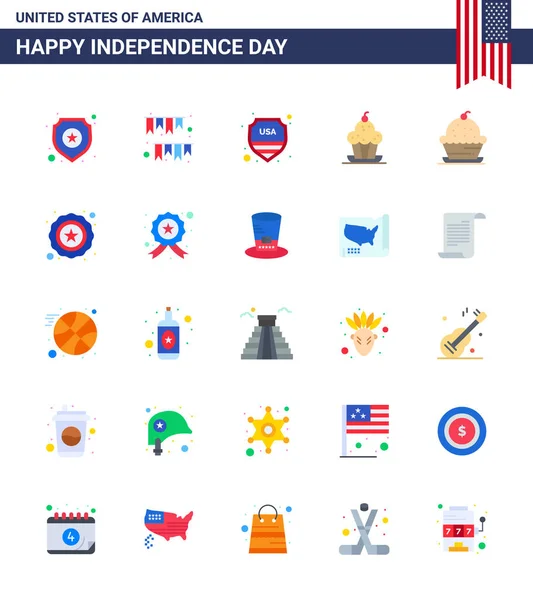 Creative Usa Icons Modern Independence Signs 4Th July Symbols Thanksgiving — 스톡 벡터