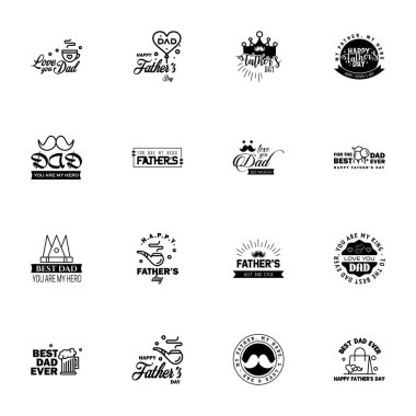 Mutlu babalar günü 16. siyah antika yazı tipi. Illustrator Bölüm 10 Düzenlenebilir Vektör Tasarım Elementleri