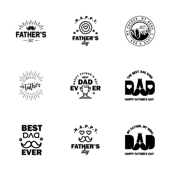 Happy Fathers Day Black Vintage Retro Type Font Ilustrador Eps10 — Vetor de Stock