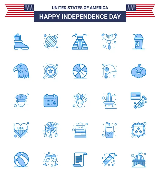 Creative Usa Icons Modern Independence Signs Luglio Simboli Limonata America — Vettoriale Stock