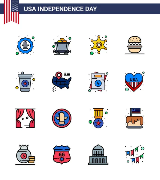 Usa Day Icons American Symbols Independence Day Signs Drink Usa — 스톡 벡터