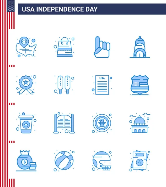 Editierbare Vector Line Pack Der Usa Tag Einfache Blues Der — Stockvektor