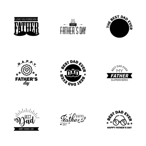 Mutlu Babalar Günü Typography Collection Black Design Için Sevgiler Baba — Stok Vektör