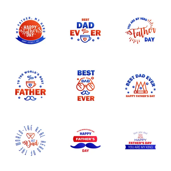 Glücklicher Vatertag Blaue Und Rote Typografie Vatertag Hintergrunddesign Vatertag Grußkarte — Stockvektor