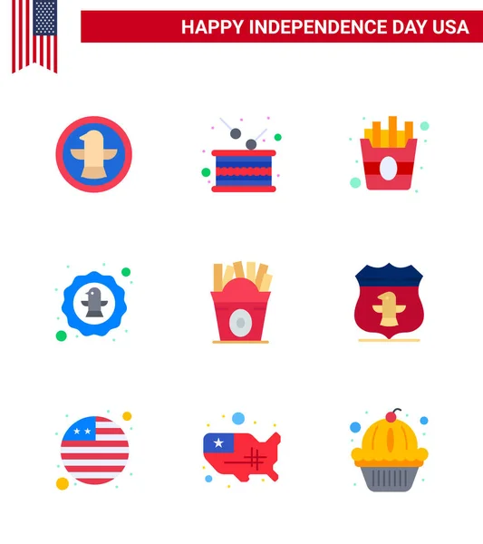 Pack Estados Unidos Celebración Del Día Independencia Planos Signos Julio — Vector de stock