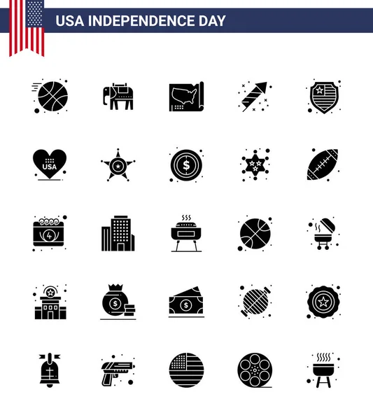 Juli Usa Happy Independence Day Icon Symbols Group Modern Solid — Stockvektor