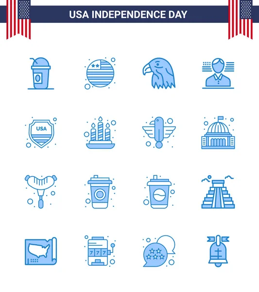 Usa Day Icons American Symbols Independence Day Signs Usa Shield — 스톡 벡터