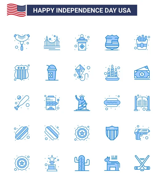 Big Pack Usa Happy Independence Day Usa Vector Blues Editable — Stock Vector