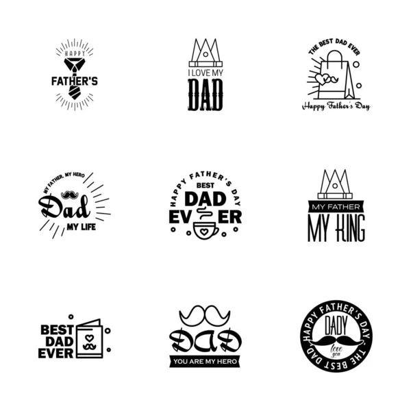 Happy Fathers Day Black Vintage Retro Type Font Ilustrador Eps10 — Vetor de Stock