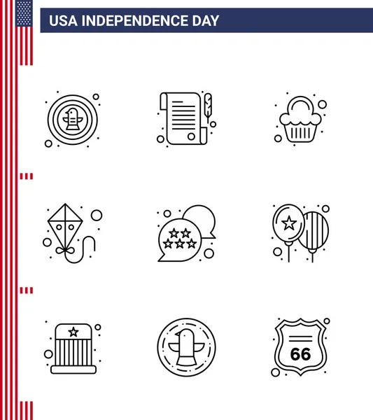 Creative Usa Icons Modern Design Signs Июля Звезды Флаг Торт — стоковый вектор