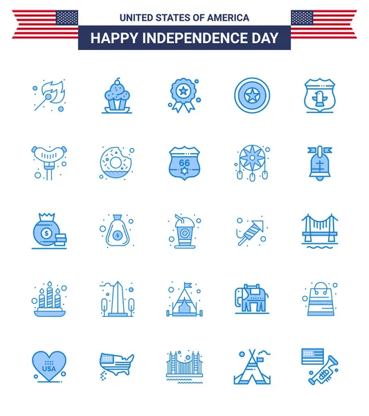 Creative Usa Icons Modern Independence Signs Luglio Simboli Cibo Americano — Vettoriale Stock