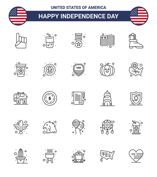 Creative Usa Icônes Signes Indépendance Moderne Juillet Symboles Amérique Tuyau — Image vectorielle