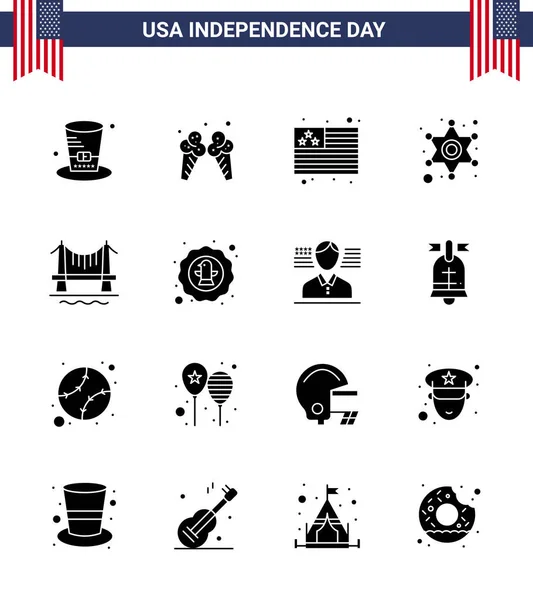 Creative Usa Icons Modern Independence Signs 4Th July Symbols City — Stock Vector