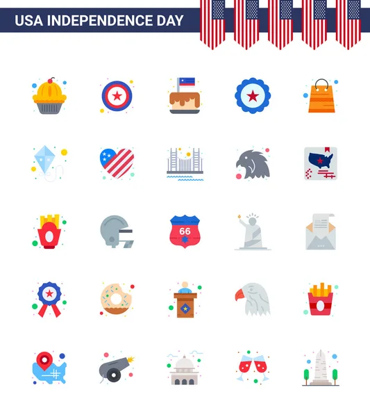 Stock Vector Icon Pack American Day Flat Signs Symbols Money — Stock Vector