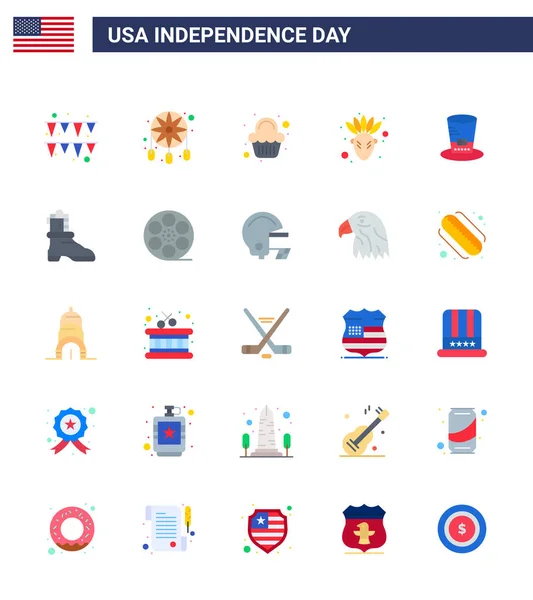 Set Usa Day Icons American Symbols Independence Day Signs Usa — Stock Vector