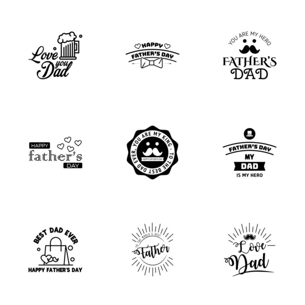 아버지들의 Black Typography Fathers Day Background Design Fathers Day Greeting — 스톡 벡터